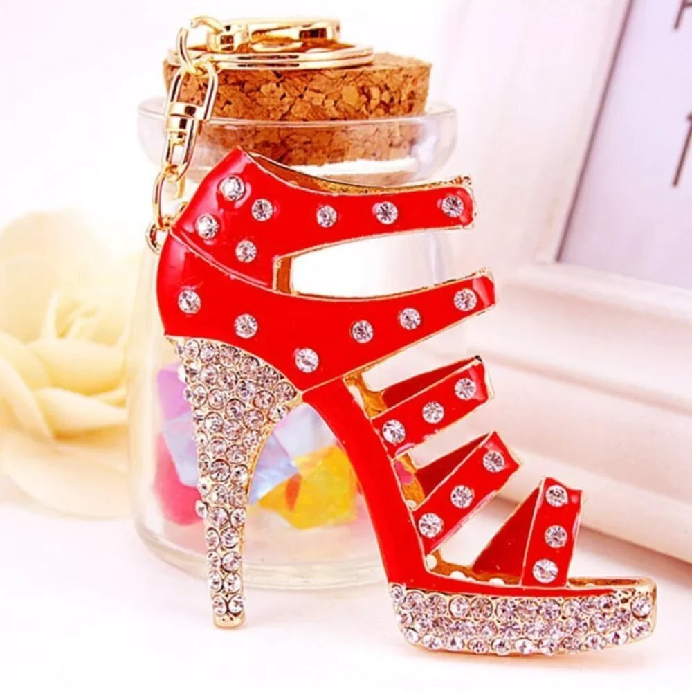 High Heel Shape Design Rhinestone Key Chain